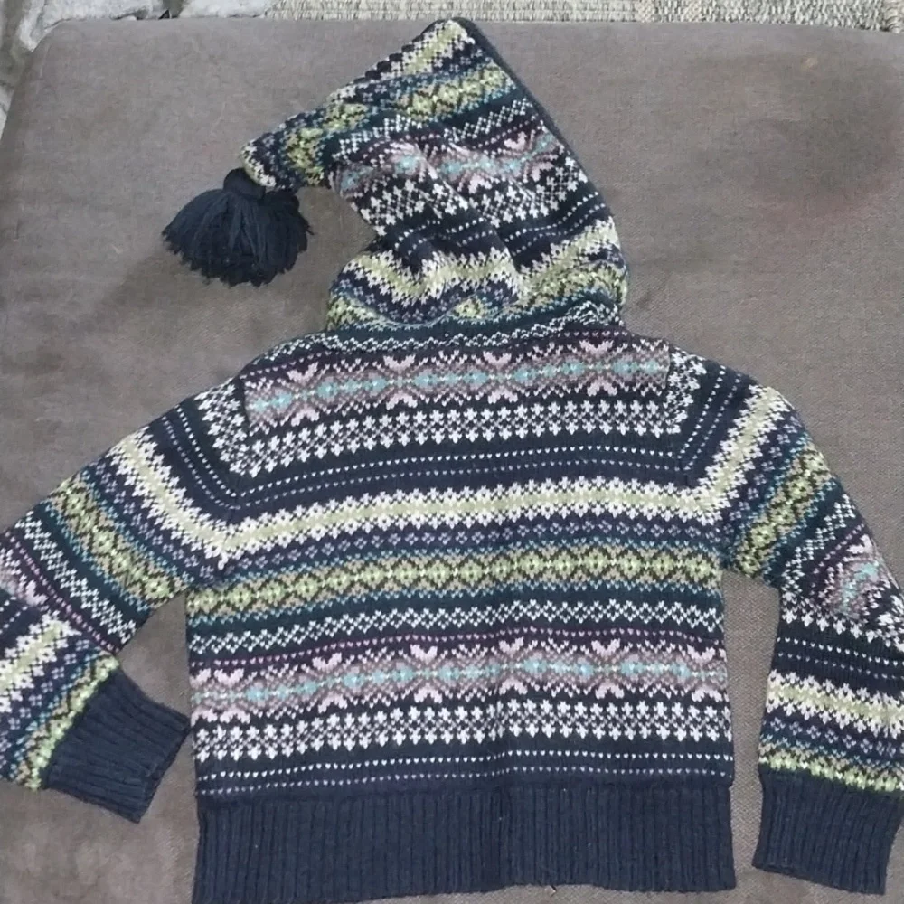 Gap Patterned Kids Hooded Sweater with Pom-Pom 4T